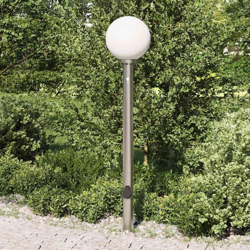 Apsauginis šviestuvas su jutikliu ir lizdu, 120 cm, nerūdijantis plienas, IP44