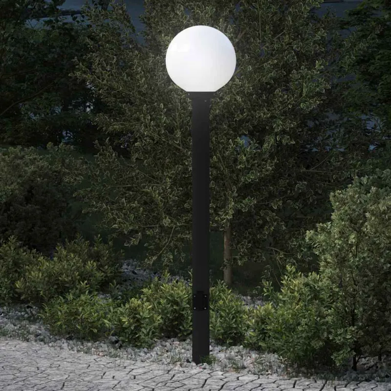 Šviestuvas su stulpeliu ir lizdu, 120 cm, juodas, IP44