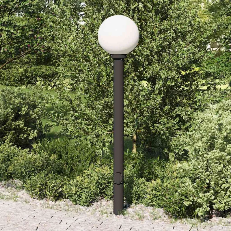Šviestuvas su stulpeliu ir lizdu, 120 cm, juodas, IP44