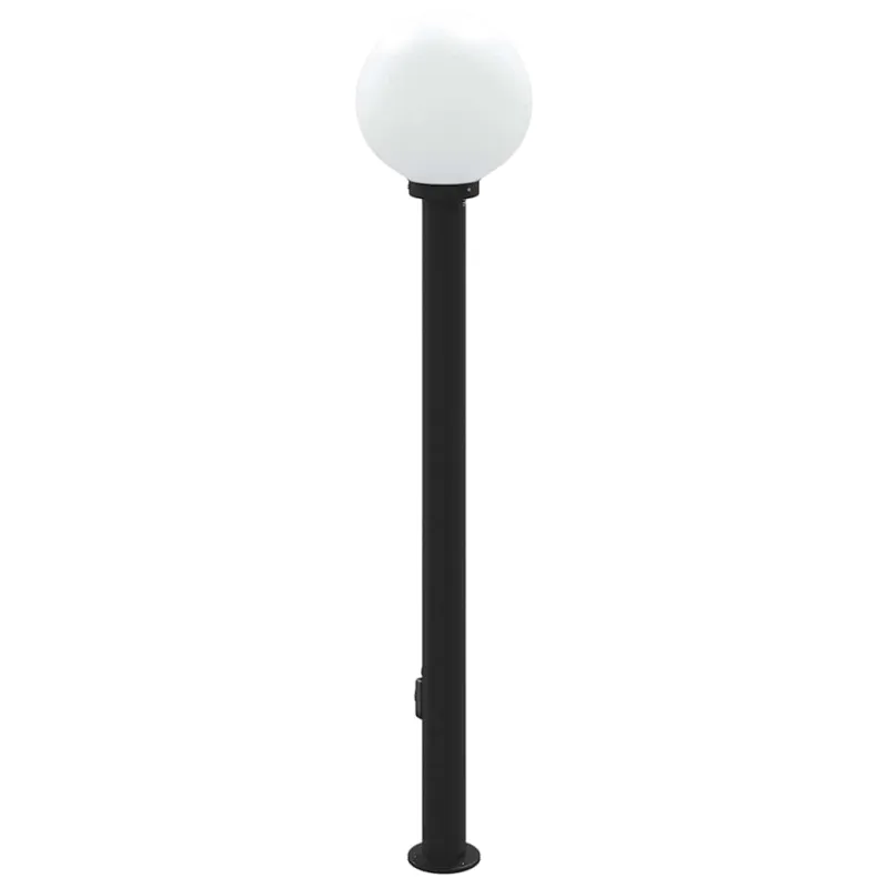 Šviestuvas su stulpeliu ir lizdu, 120 cm, juodas, IP44