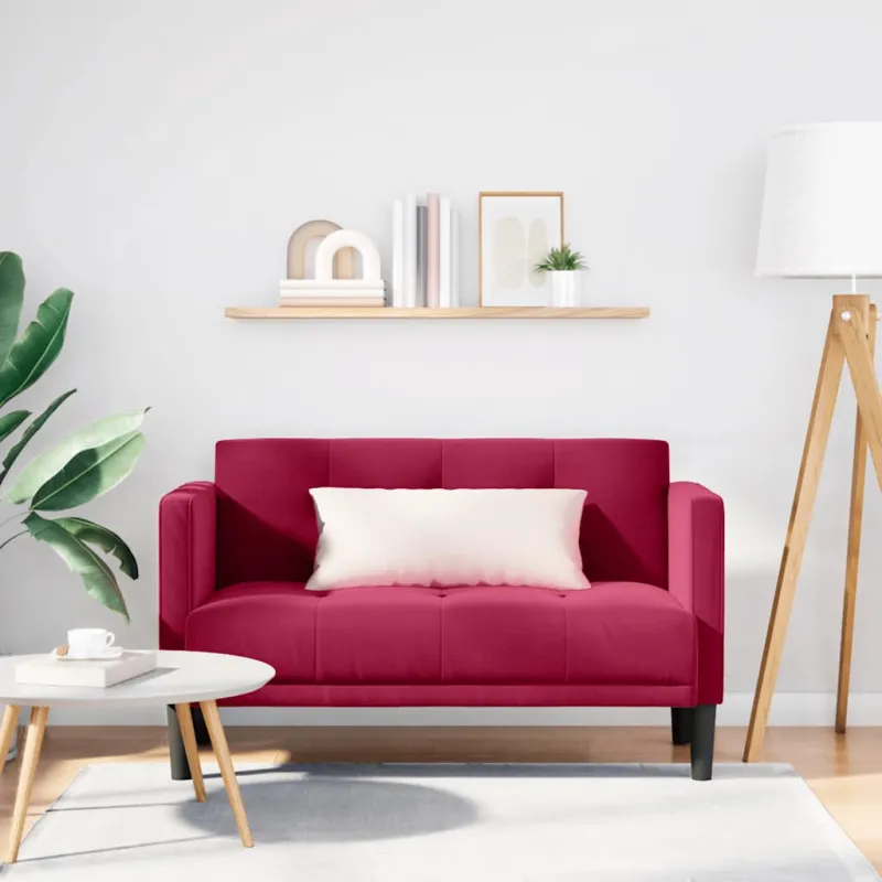 Dvivietė sofa, vyno raudonumo, 111 cm, aksominė