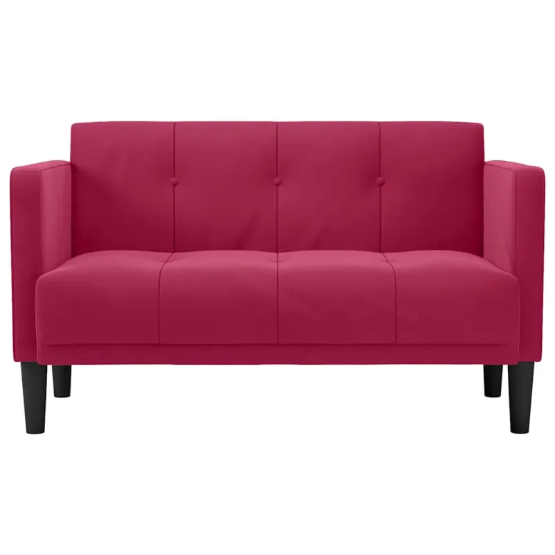 Dvivietė sofa, vyno raudonumo, 111 cm, aksominė