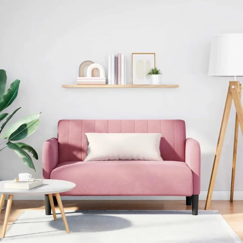 Dvivietė sofa, rožinė, 109 cm, aksomas