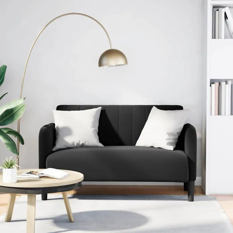 Dvivietė sofa, juoda, 109 cm, aksomas