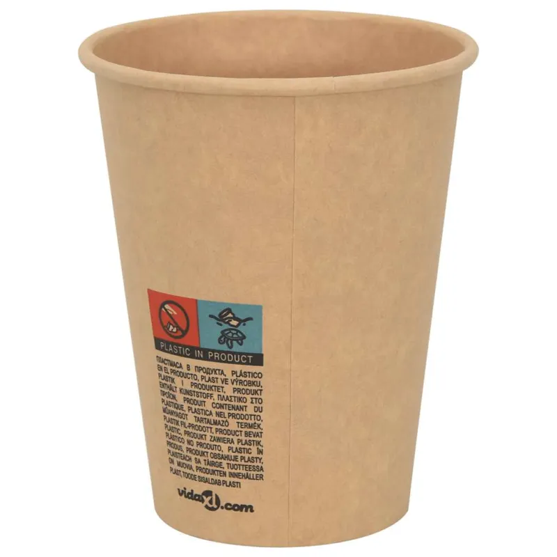 Popieriniai kavos puodeliai, 1000 vnt., 12 uncijų, 300 ml, rudi