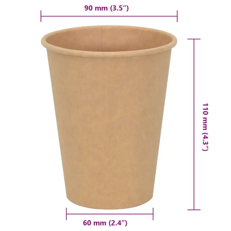 Popieriniai kavos puodeliai, 1000 vnt., 12 uncijų, 300 ml, rudi