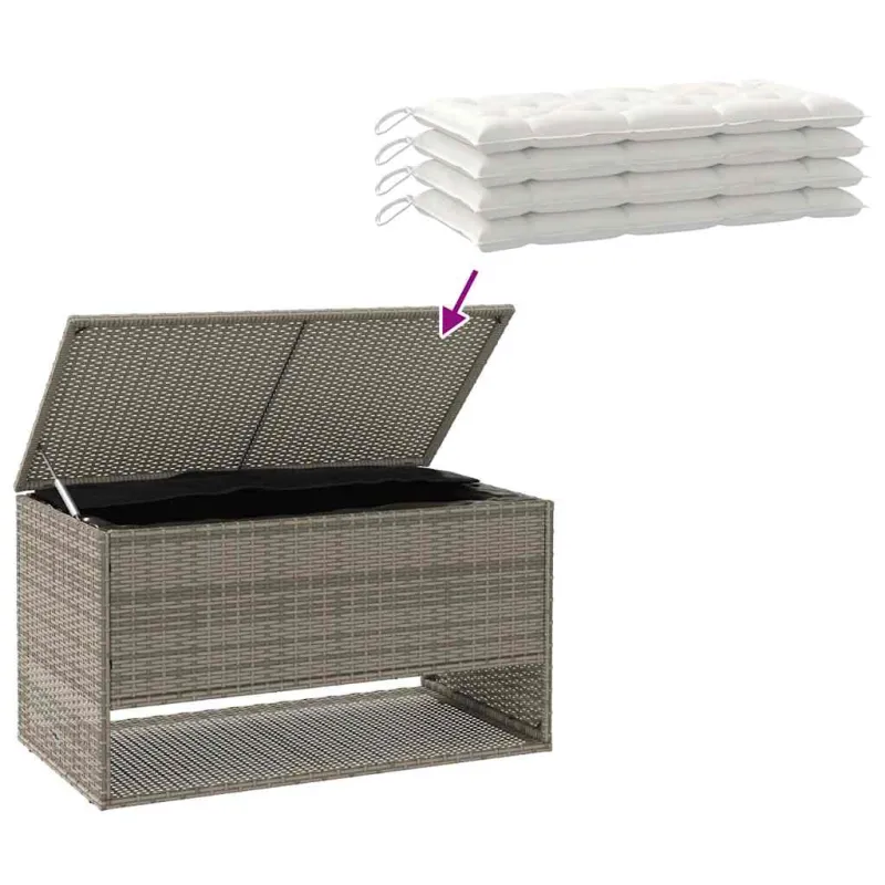 Lauko pagalvėlių dėžė, pilka, 100x55x55,5 cm, poliratanas
