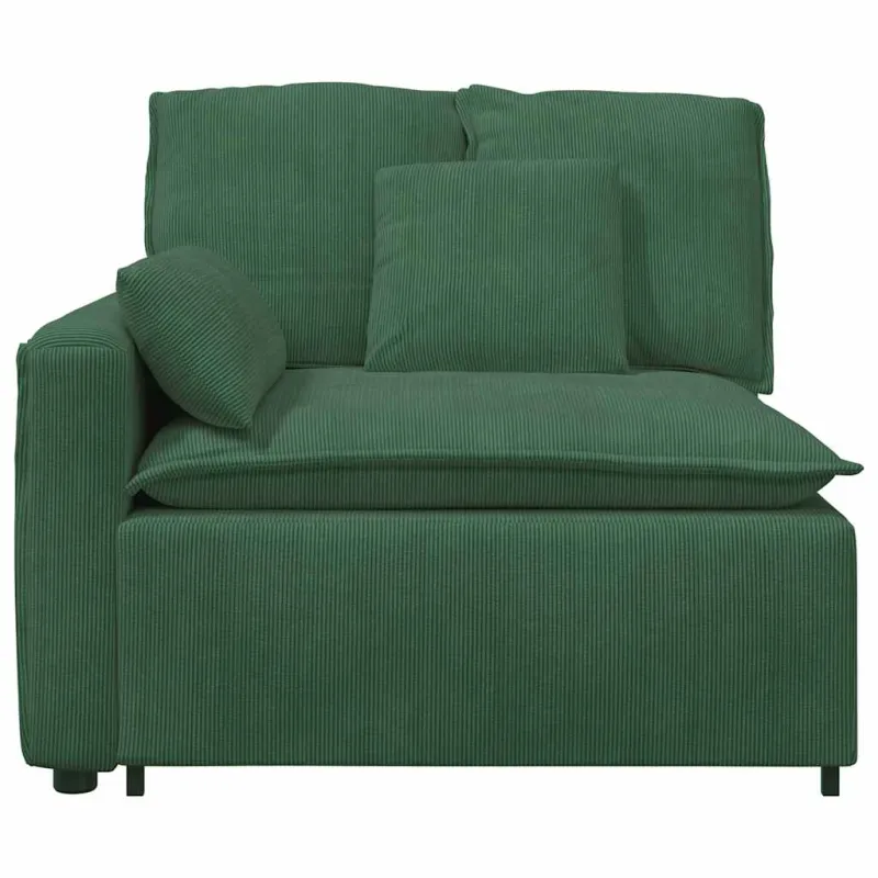 Modulinė sofa su porankiais ir pagalvėlėmis, tamsiai žalia, 100 cm
