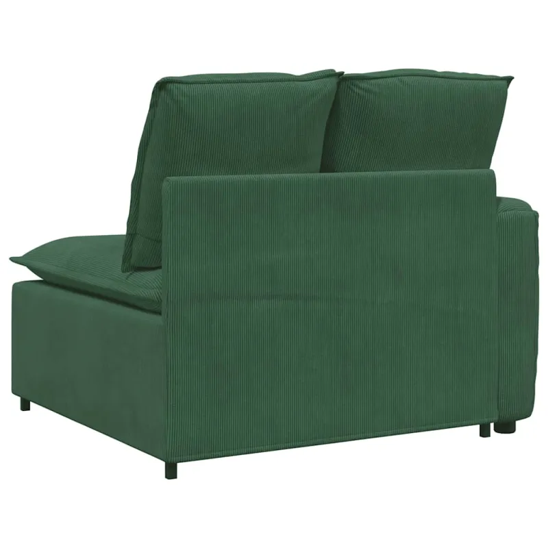Modulinė sofa su porankiais ir pagalvėlėmis, tamsiai žalia, 100 cm