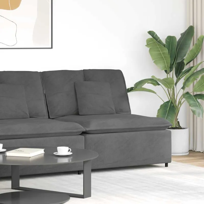Modulinė sofa su pagalvėlėmis, tamsiai pilka, 100 cm