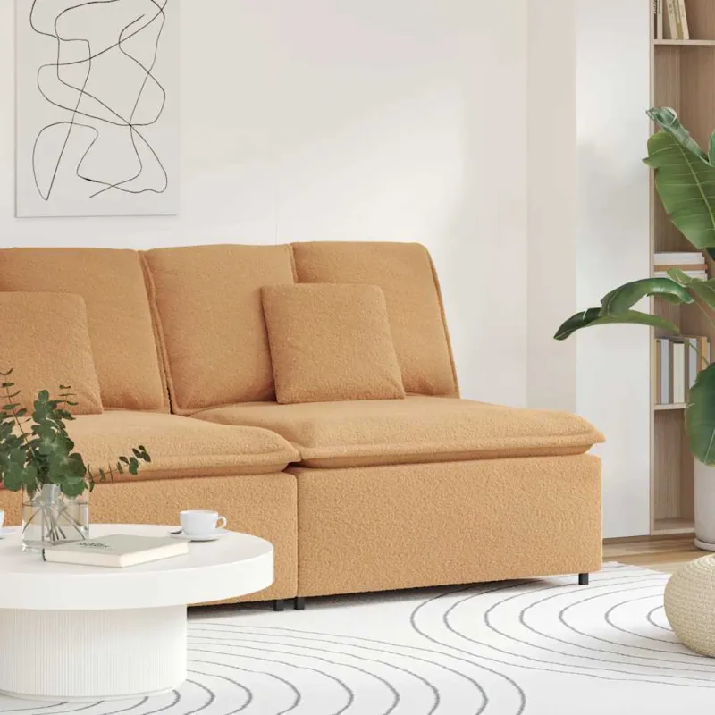 Modulinė sofa su pagalvėlėmis, smėlio spalvos, 100 cm