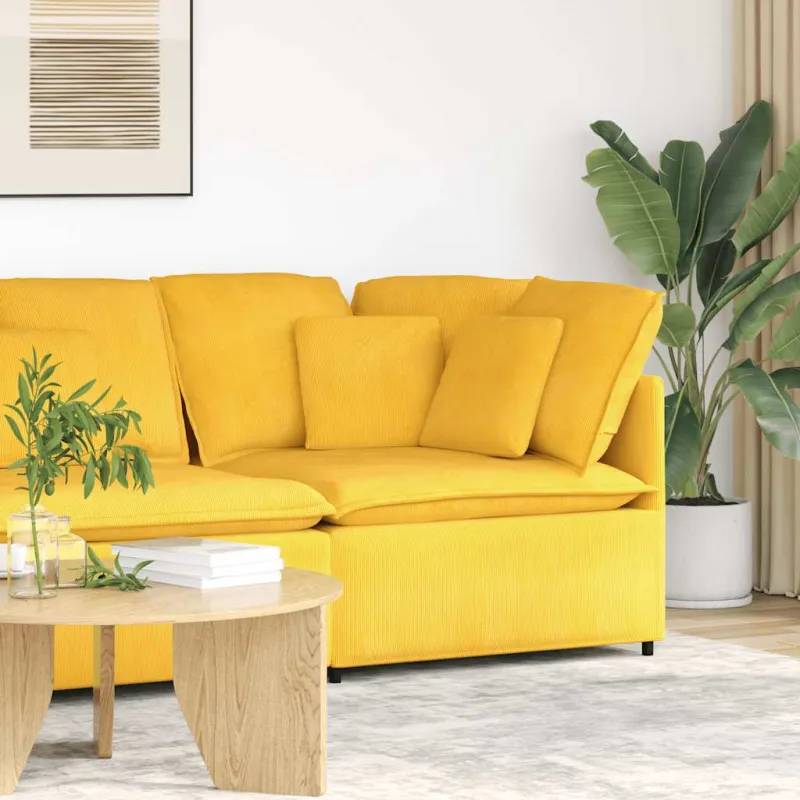 Modulinė kampinė sofa su pagalvėlėmis, šviesiai geltona, 100 cm