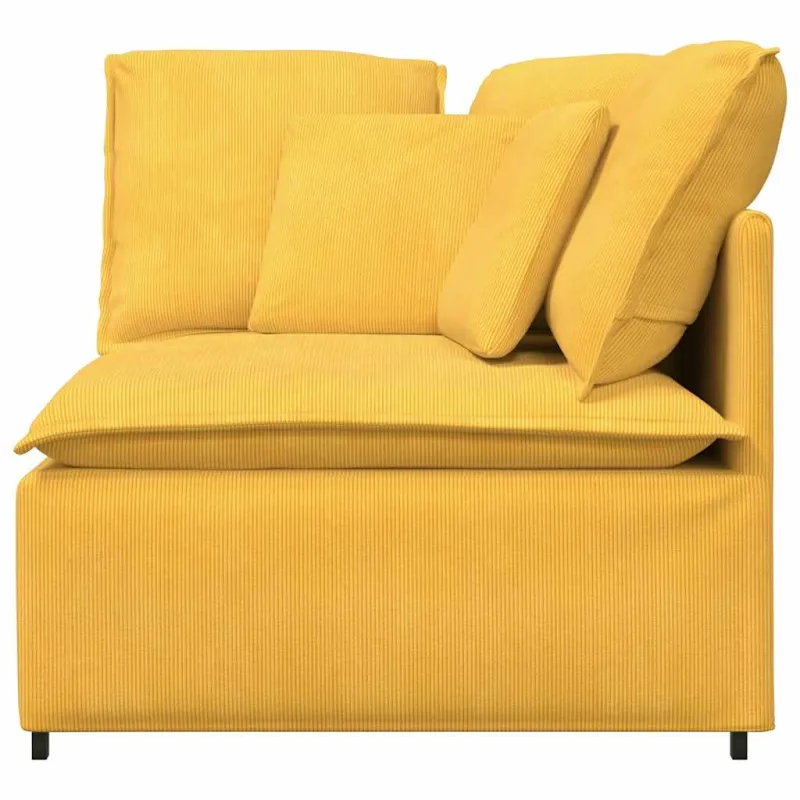 Modulinė kampinė sofa su pagalvėlėmis, šviesiai geltona, 100 cm