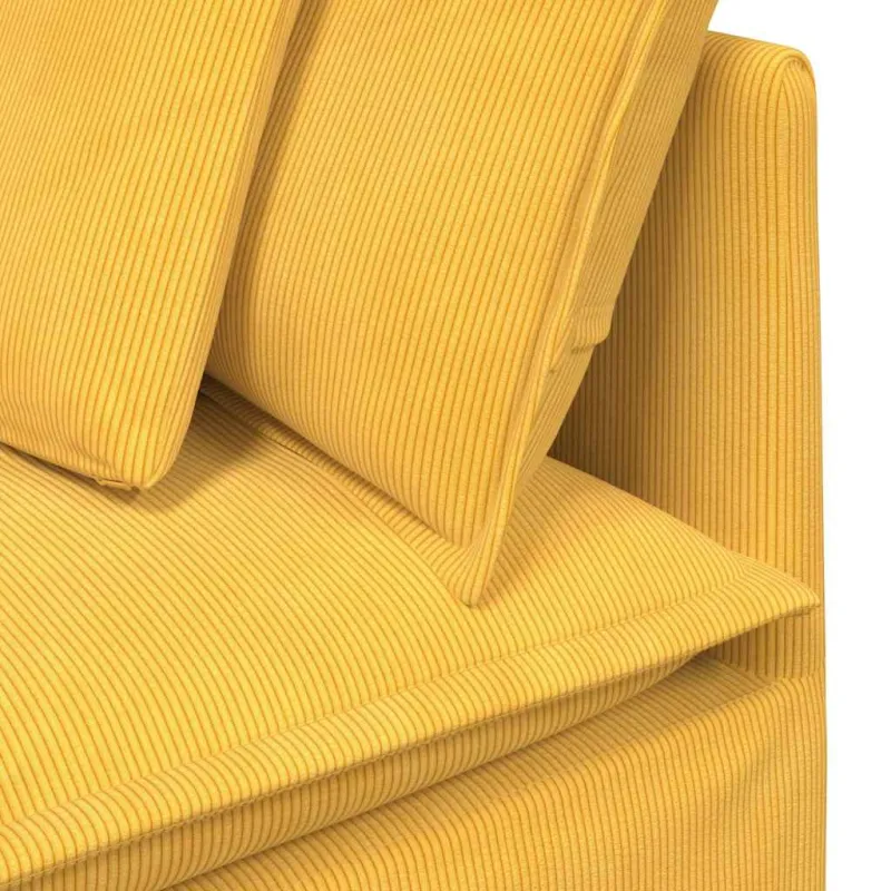 Modulinė kampinė sofa su pagalvėlėmis, šviesiai geltona, 100 cm