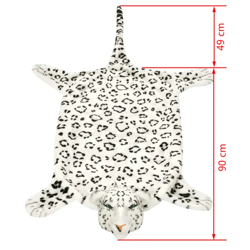 Kilimas leopardas, pliušinis, 139 cm, baltas