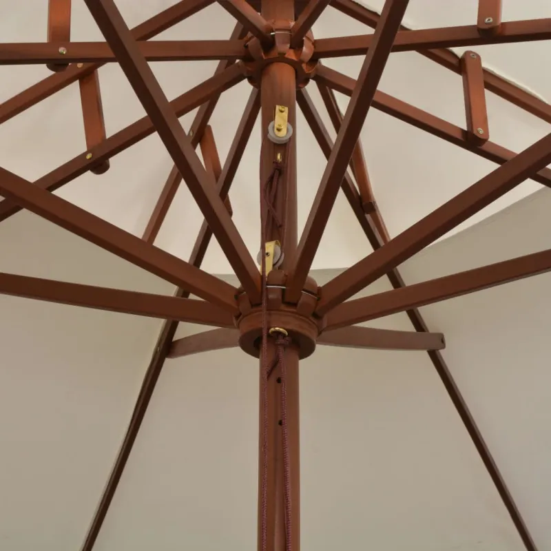 Skėtis nuo saulės, kreminis baltas, 270x270cm, medinis kotas