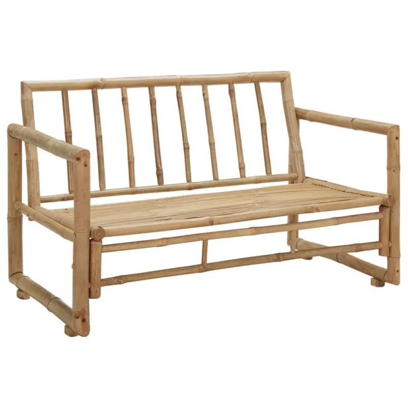 Dvivietė sodo sofa su pagalvėlėmis, pilkos spalvos, bambukas