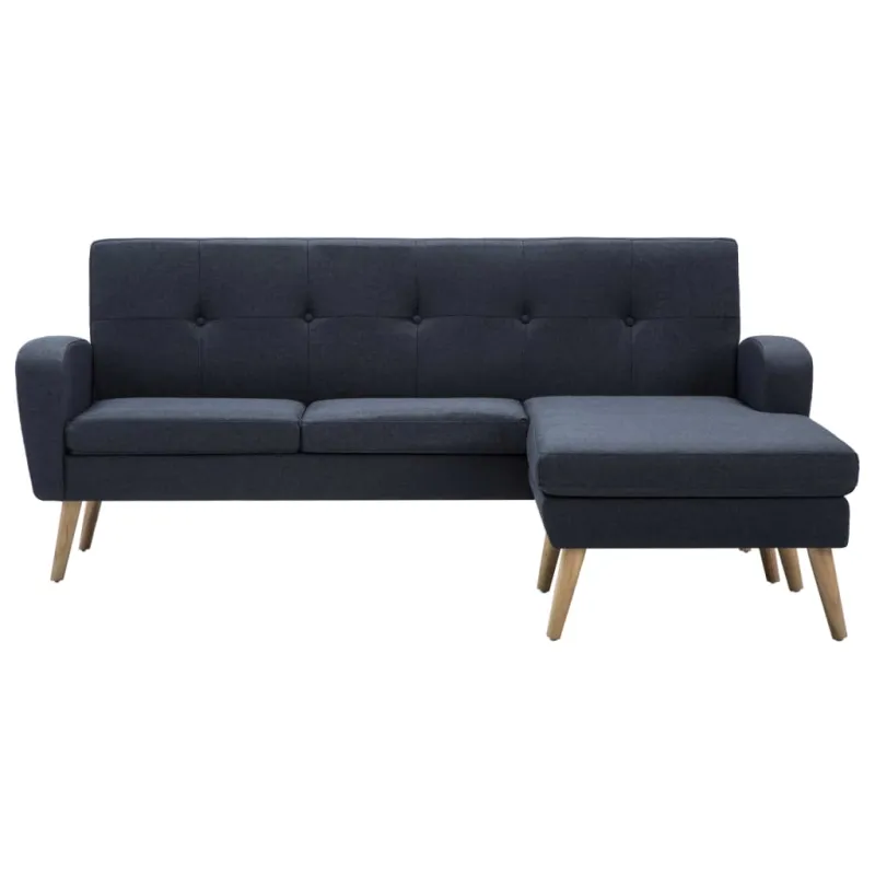 L-formos sofa, audinio apmušalas, 186x136x79 cm, tamsiai pilka