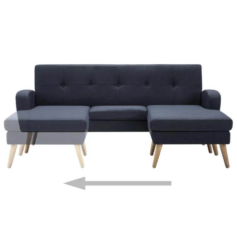 L-formos sofa, audinio apmušalas, 186x136x79 cm, tamsiai pilka