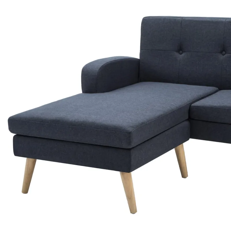 L-formos sofa, audinio apmušalas, 186x136x79 cm, tamsiai pilka