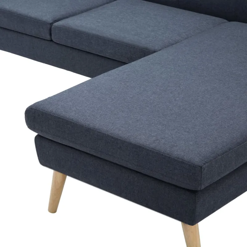 L-formos sofa, audinio apmušalas, 186x136x79 cm, tamsiai pilka