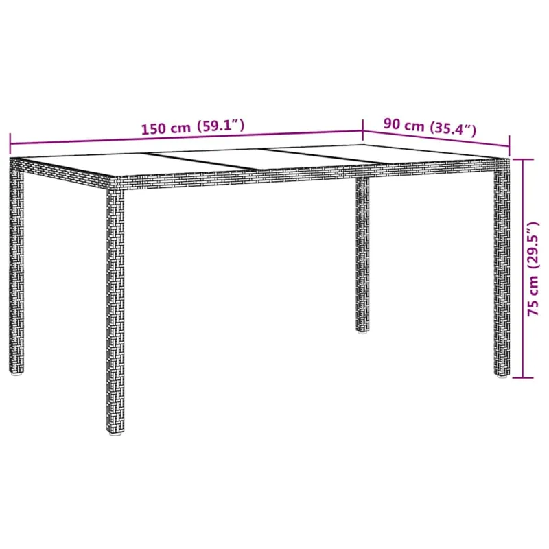 Sodo pöytä Valkoinen 150 x 90 x 75 cm polyrattana