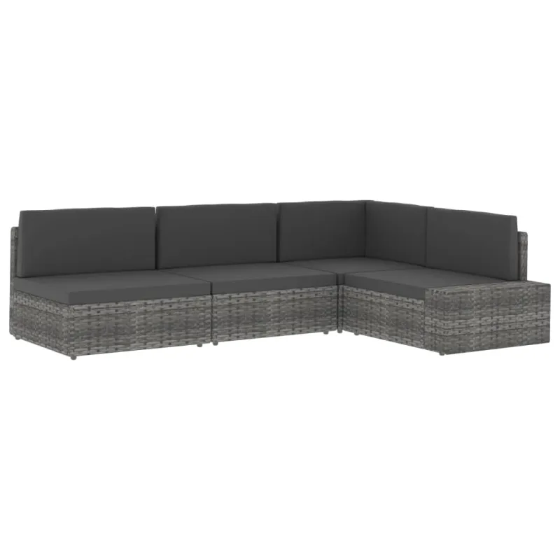 Modulinė dvivietė sofa, juodos spalvos, poliratanas