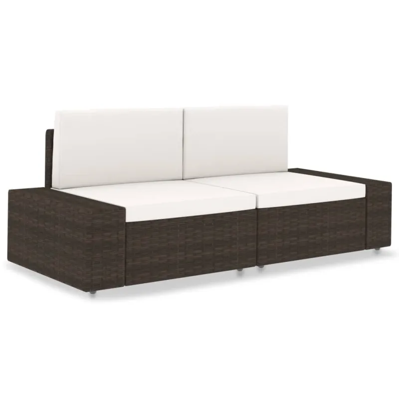Modulinė dvivietė sofa, rudos spalvos, poliratanas