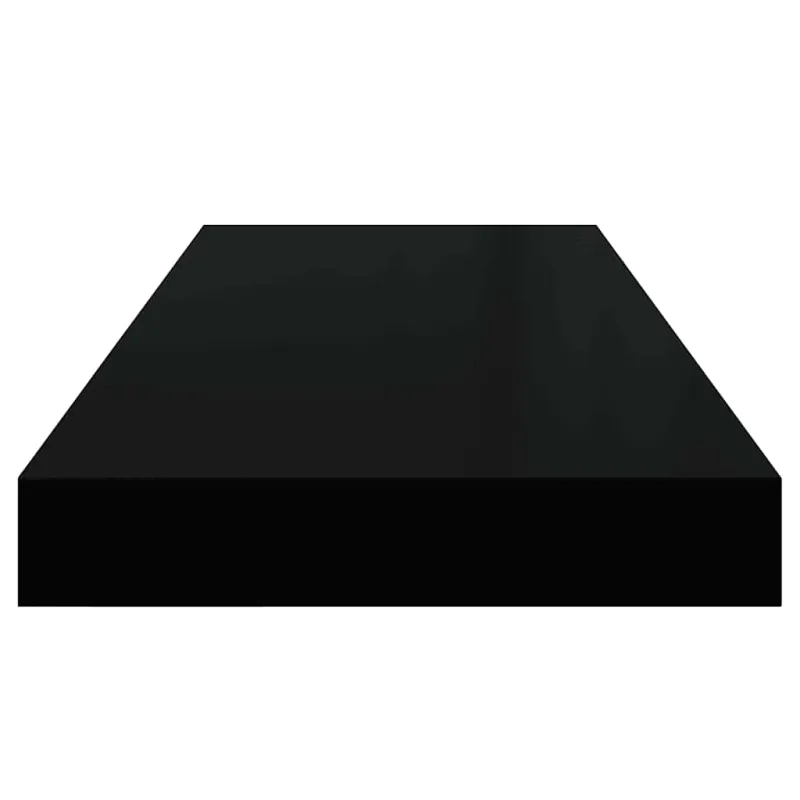 Pakabinamos lentynos, 4vnt., juodos, 60x23,5x3,8cm, MDF