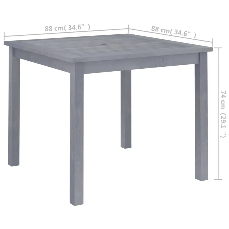 Sodo valgomojo stalas, 88x88x74cm, akacijos medienos masyvas