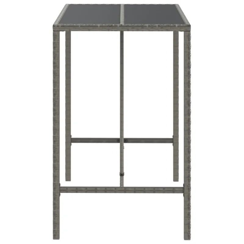 Lasipintainen pöytä, harmaa, 110x70x110cm, rattan