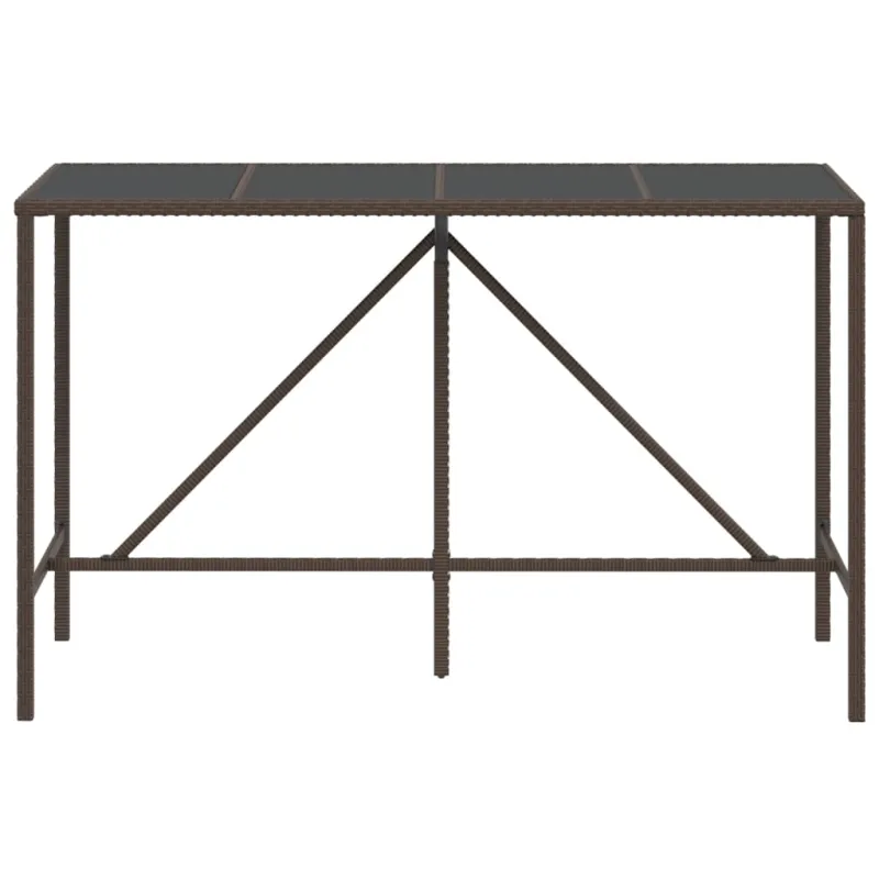 Lasipintainen ruokapöytä, ruskea, 180x70x110cm, rattan