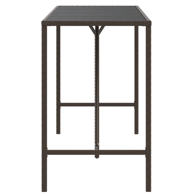 Lasipintainen ruokapöytä, ruskea, 180x70x110cm, rattan