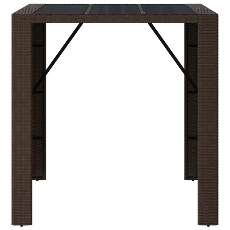 Lasipintainen ruokapöytä, ruskea, 105x80x110cm, rattan