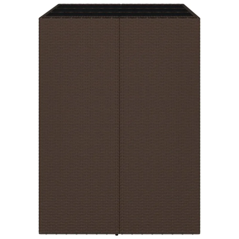 Lasipintainen ruokapöytä, ruskea, 105x80x110cm, rattan
