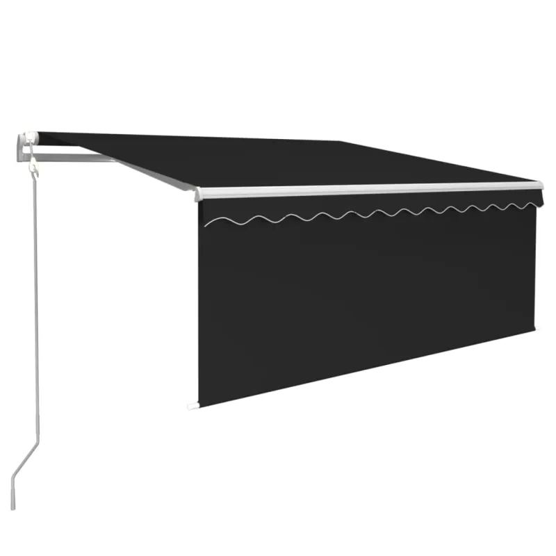 Markizė su uždanga/LED/vėjo jutikliu, antracito, 3x2,5m