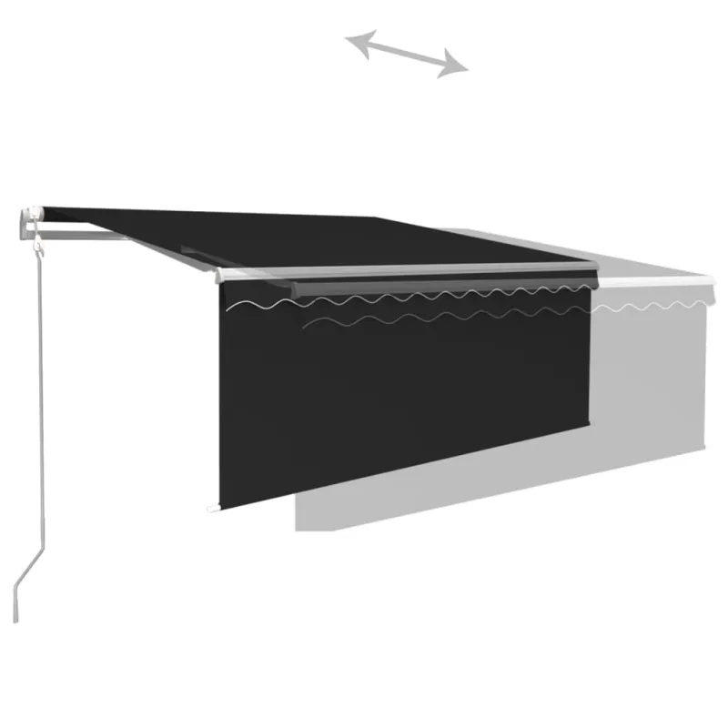 Markizė su uždanga/LED/vėjo jutikliu, antracito, 3x2,5m