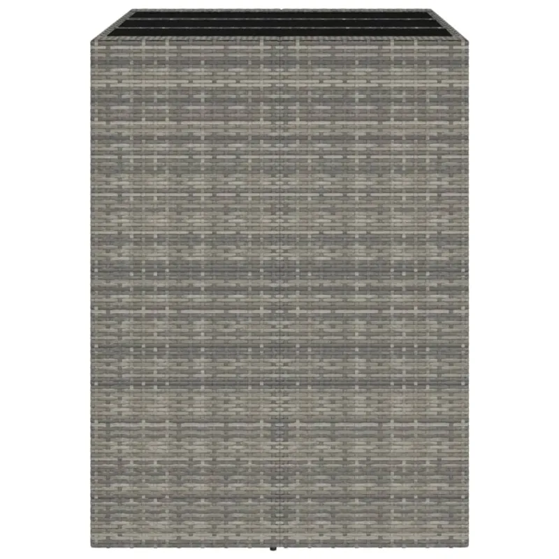 Lasipintainen pöytä, harmaa, 105x80x110cm, rattan