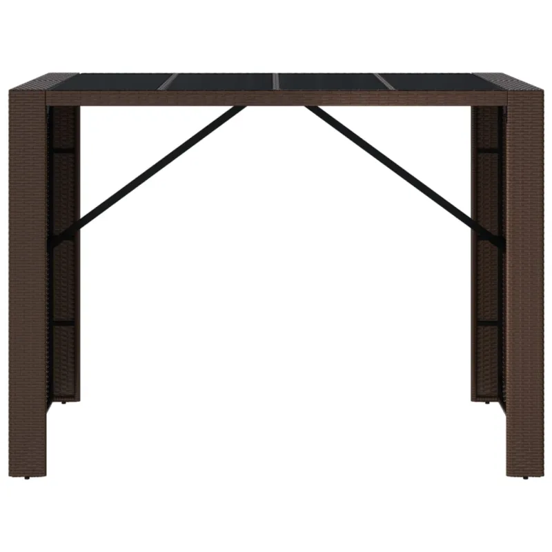Lasipintainen ruokapöytä, ruskea, 145x80x110cm, rattan
