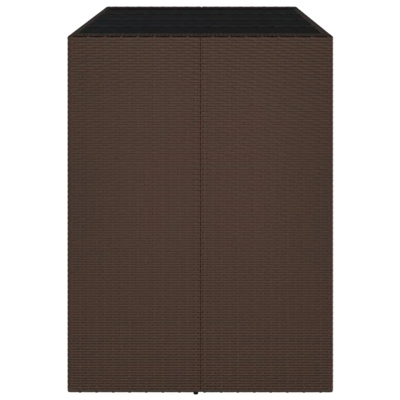 Lasipintainen ruokapöytä, ruskea, 145x80x110cm, rattan