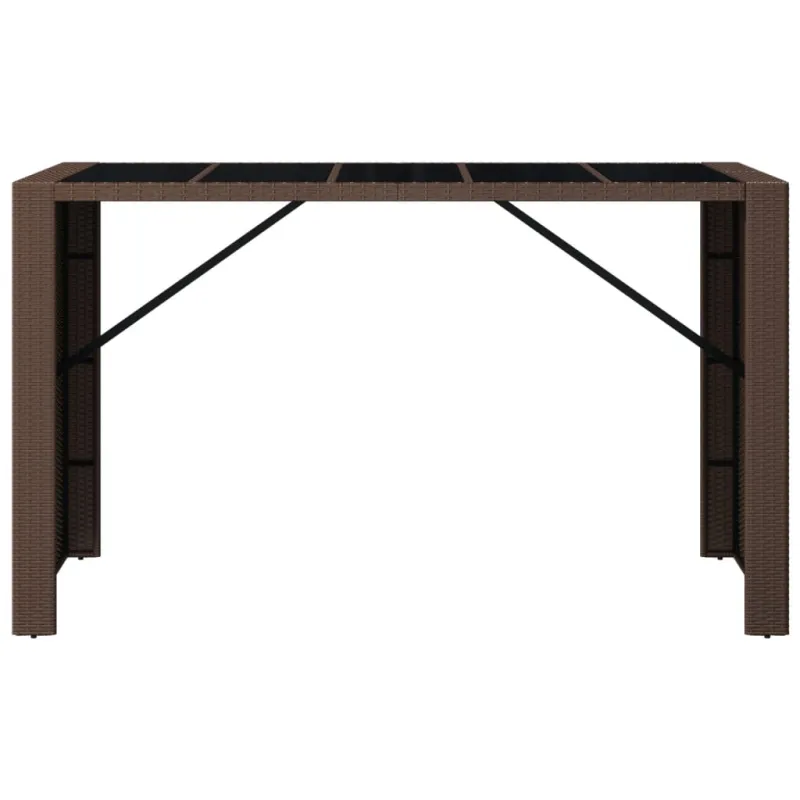 Lasipintainen ruokapöytä, ruskea, 185x80x110cm, rattan