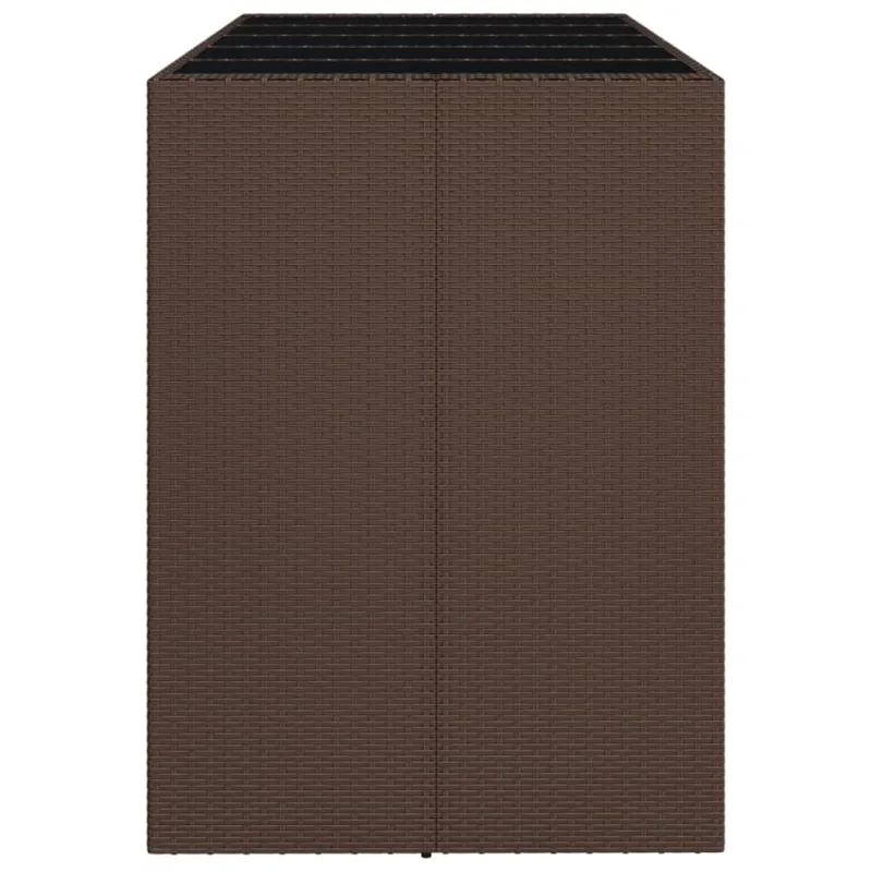 Lasipintainen ruokapöytä, ruskea, 185x80x110cm, rattan