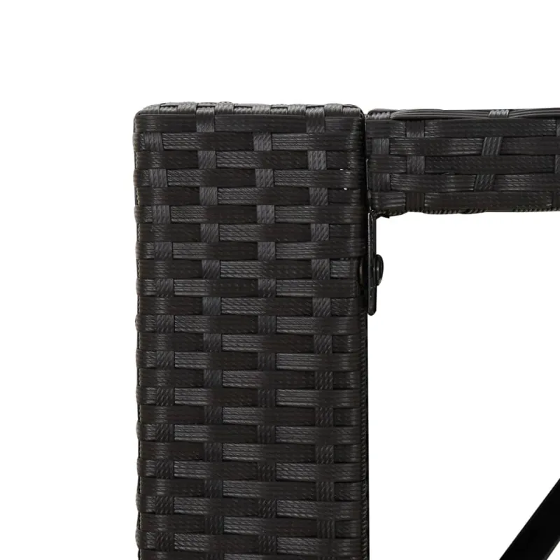 Lasipintainen pöytä, musta, 185x80x110cm, rattan