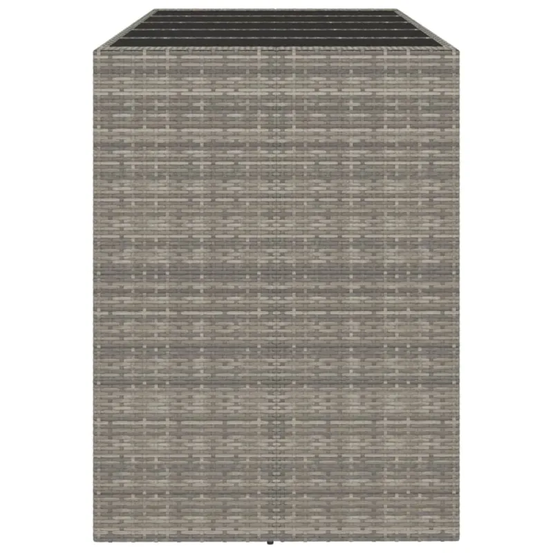 Lasipintainen pöytä, harmaa, 185x80x110cm, rattan