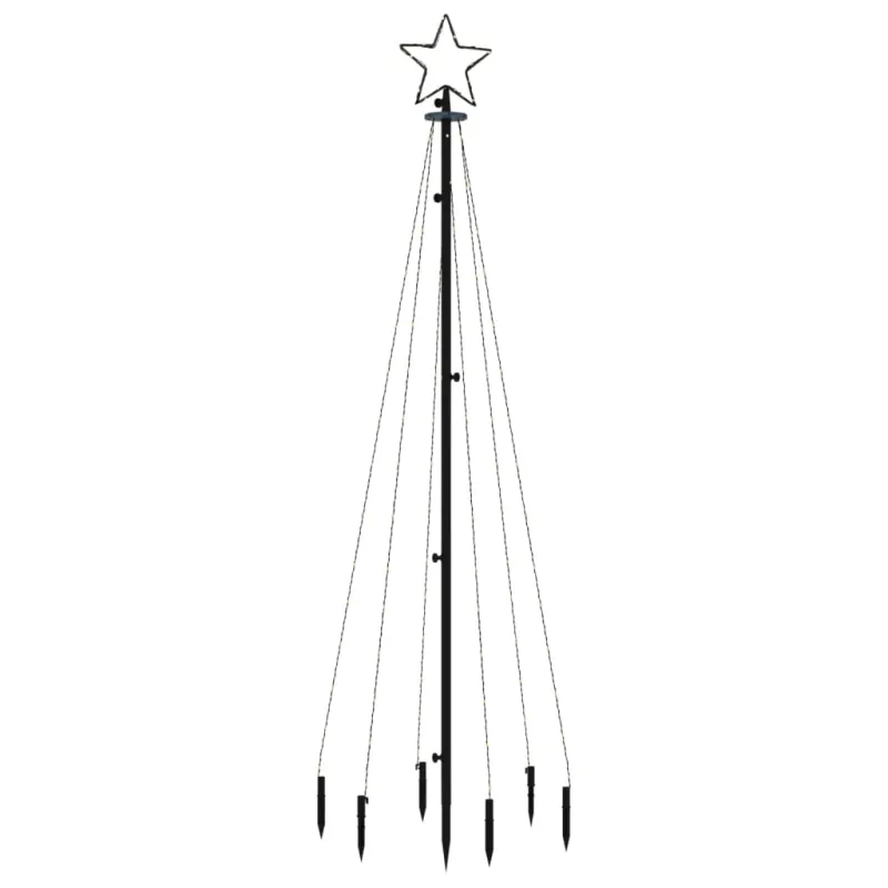 Kalėdų eglutė su kuoliuku, šaltos baltos spalvos, 108LED, 180cm