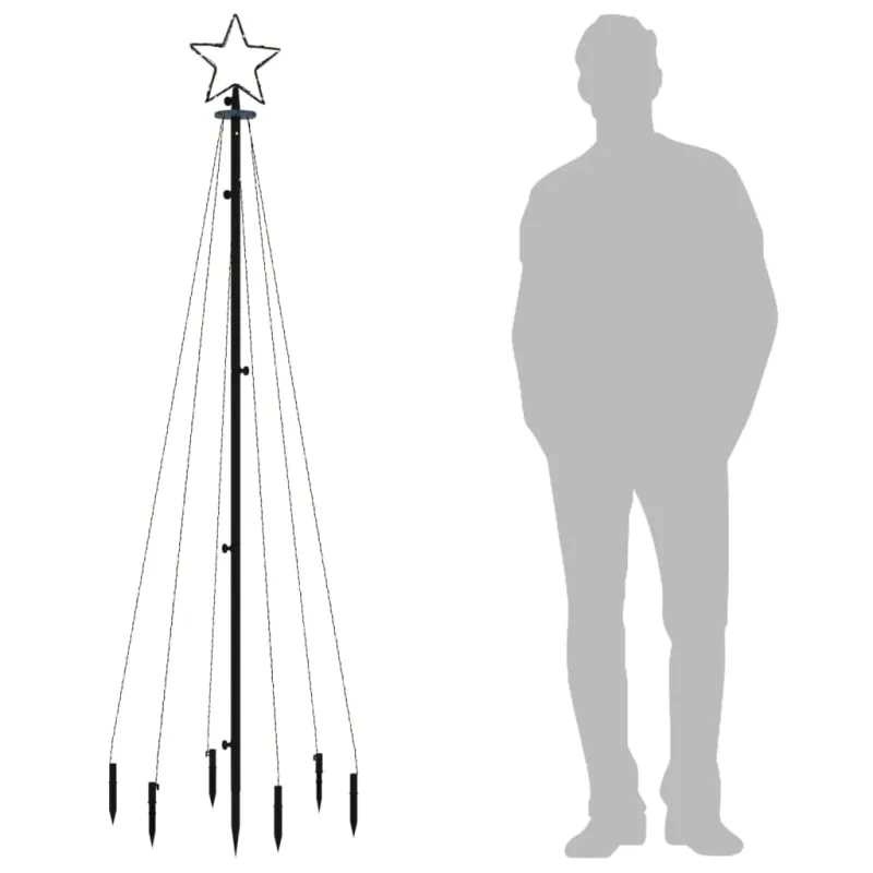 Kalėdų eglutė su kuoliuku, šaltos baltos spalvos, 108LED, 180cm