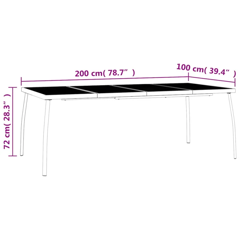 Sodo pöytätaso, antrasiitti, 200x100x72 cm, teräs, verkko