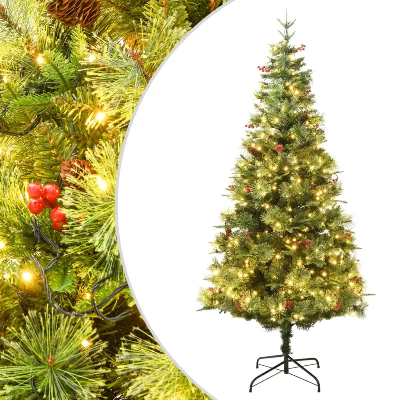 Kalėdų eglutė su pušies kankorėžiais, žalia, 120cm, PVC su PE