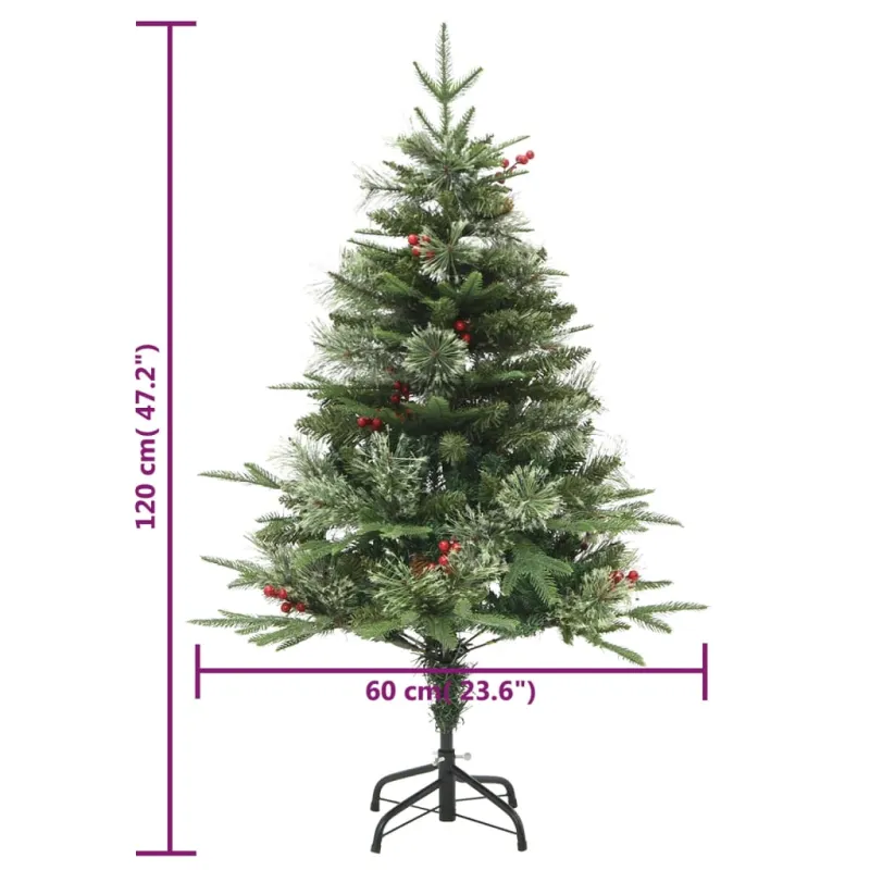 Kalėdų eglutė su pušies kankorėžiais, žalia, 120cm, PVC su PE