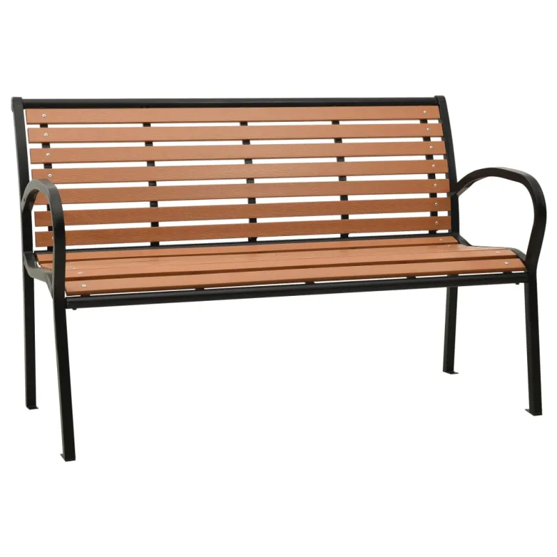 Sodo suoliukas, juodos ir rudos spalvos, 116cm, plienas ir WPC